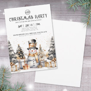 Invitation Noir Blanc Hiver Entreprise Soirée de Noël