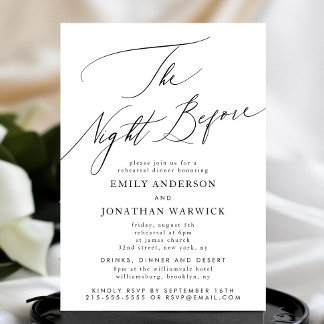 Invitation Noir blanc La nuit avant la répétition Mariage