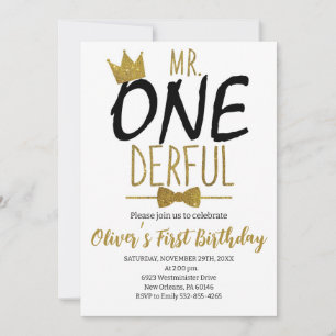 Invitation Noir & Blanc, M.Onederful Birthday, Little Man