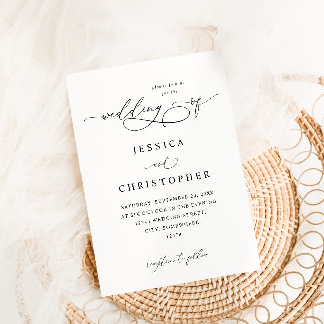 Invitation Noir & Blanc Moderne Calligraphie 3 Mariage (Créateur téléchargé)