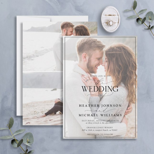 Invitation Noir blanc moderne Calligraphie Vellum 3 Photo (Créateur téléchargé)