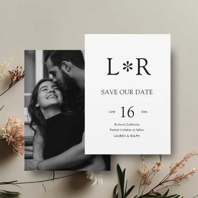 Invitation Noir & Blanc | Moderne Élégant Enregistrer la Date (Créateur téléchargé)