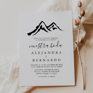Invitation Noir Blanc Montagne Calligraphie Nuestra Boda