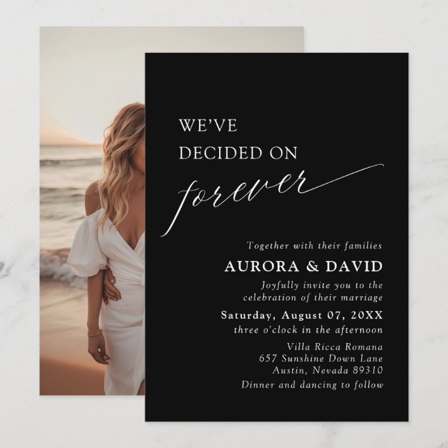 Invitation Noir & Blanc Nous avons décidé de Mariage pour tou (Devant / Derrière)