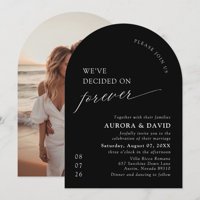 Invitation Noir & Blanc Nous avons décidé de Mariage pour tou (Devant / Derrière)