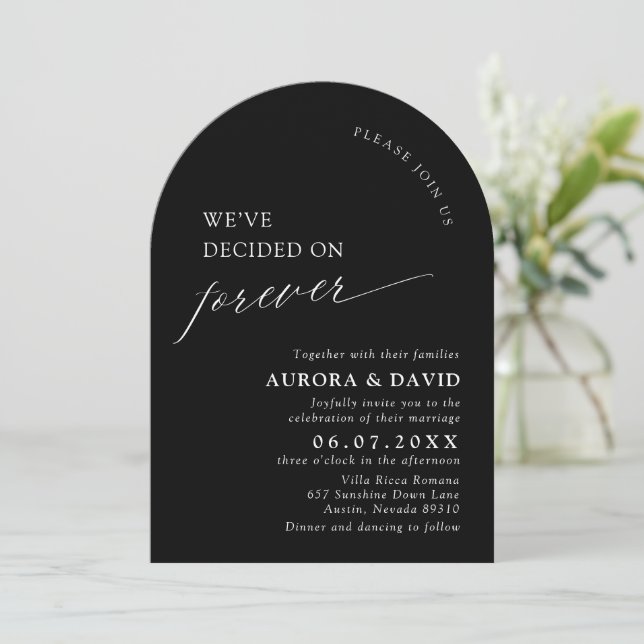 Invitation Noir & Blanc Nous avons décidé de Mariage pour tou (Debout devant)