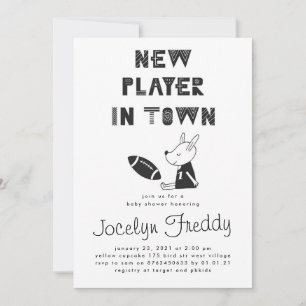 Invitation Noir & Blanc Nouveau Joueur En Ville Baby shower G