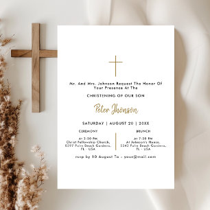 Invitation Noir Blanc & Or Genre Neutre Christening