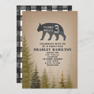 Invitation Noir + Blanc Plaid Young Wild & 3 Ours Anniversair