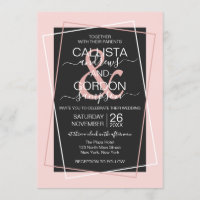 Noir blanc rose pâle Titre Geo Mariage frontière