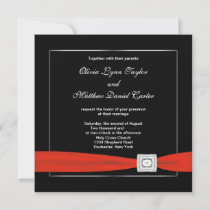 Invitation Noir blanc rouge noir Mariage