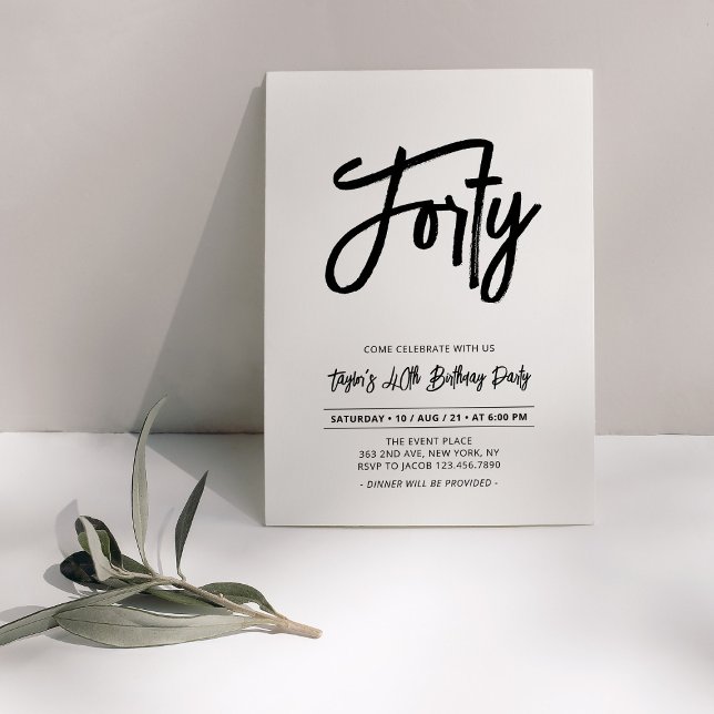 Invitation Noir & Blanc | Soirée élégante pour 40ème annivers (Créateur téléchargé)