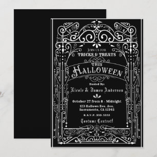 Invitation Noir & Blanc Vintage Victorien Deco Halloween