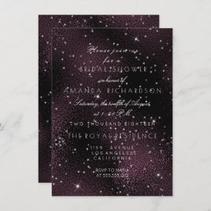 Invitation Noir Burgundy Silver Stars Bridal Bachelorette