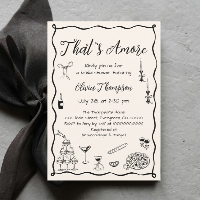 Invitation Noir c'est plus Fête des mariées italienne (Créateur téléchargé)