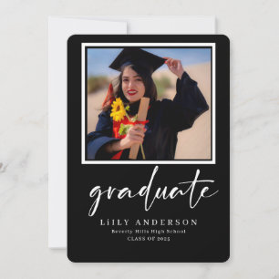 Invitation noir Classe de Graduation Photo Moderne de 2025