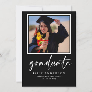Invitation noir Classe de Graduation Photo Moderne de 2025