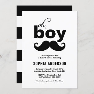 Invitation Noir classique C'est un Baby shower de moustache g