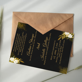 Invitation Noir Classique Simple Moderne Élégant Mariage Phot