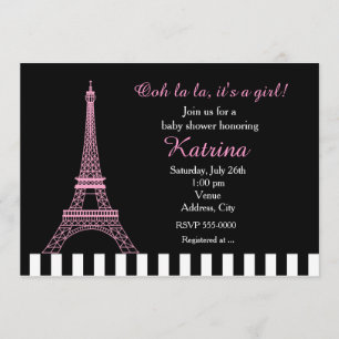 Invitation noir de baby shower de Paris de Tour