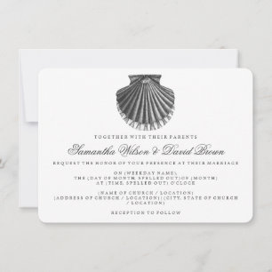 Invitation Noir de coquille de coquille de coquillage Vintage