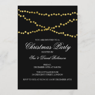 Invitation Noir de cordes brillantes de Noël