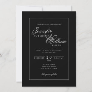 Invitation Noir de mariage simple et élégant