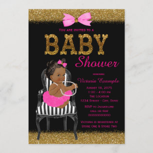 Invitation Noir de roses indien et baby shower ethnique de