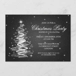 Invitation Noir de scintillement d'arbre de fête de Noël