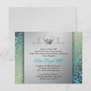 Invitation noir de turquoise et de chaux de la damassé