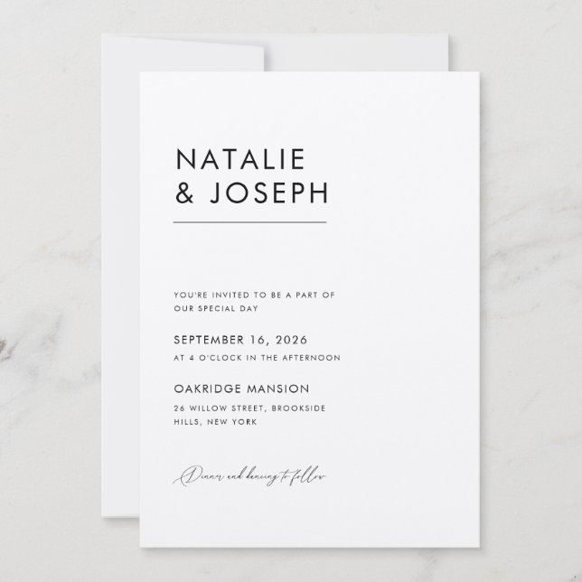 Invitation Noir & Ecru QR Code Tout en un Mariage (Devant)