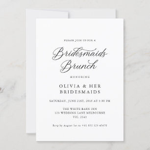 Invitation Noir Élégant Script Moderne Bridesmaitres Brunch