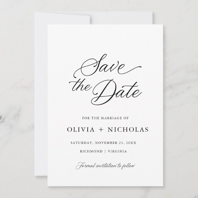 Invitation Noir Élégante Calligraphie Moderne Script (Devant)