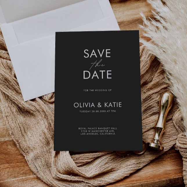 Invitation Noir Enregistrer le Modèle de date (Black Save the Date Template)