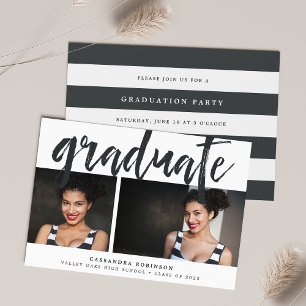 Invitation Noir esquissé   Photo Graduation Party
