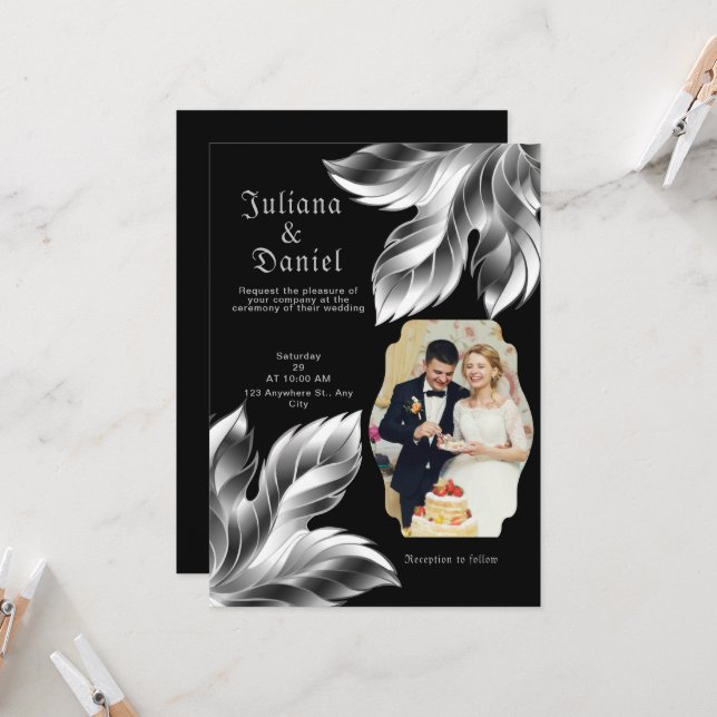 INVITATION NOIR ET ARGENT (Devant/Arrière en situation)