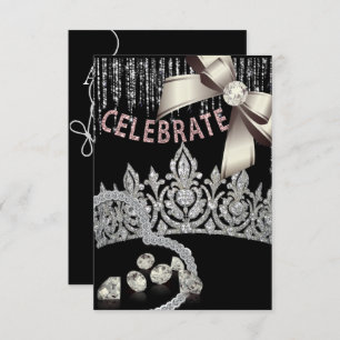 Invitation Noir et argent avec diamants de la couronne parti