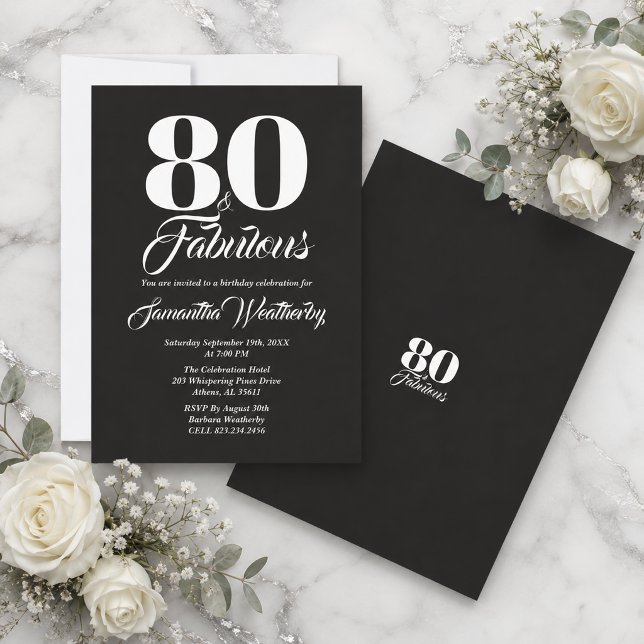 Invitation Noir et Blanc 80 et Fantastique Typographie (Black and White 80 and Fabulous Typography Invitation)