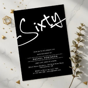 Invitation Noir et blanc Adulte Soixante-dixième fête d'anniv