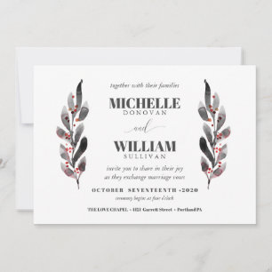 Invitation Noir et blanc   Branches modernes mariage