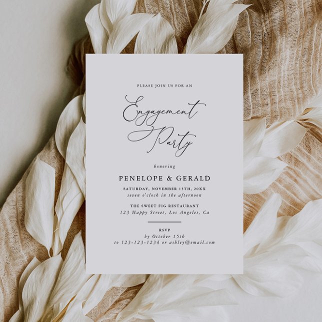 Invitation Noir Et Blanc Classic Élégant Parti Engagement (Créateur téléchargé)