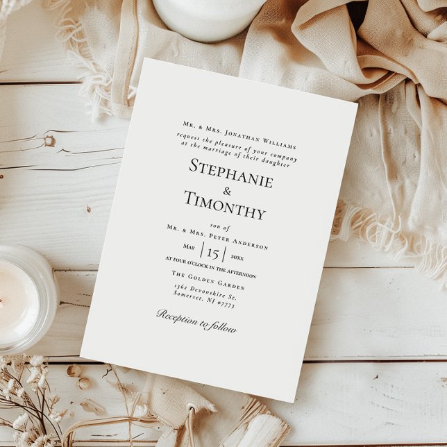 Invitation Noir et blanc classique Mariage élégant (Step into timeless elegance with this beautifully crafted wedding invitation.)