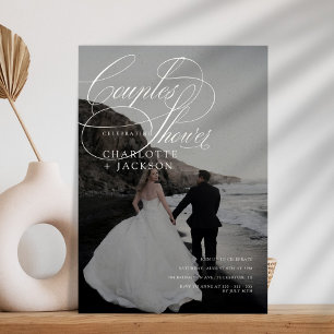 Invitation Noir et blanc Code QR Couples Douche