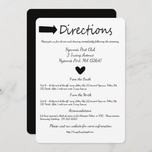 Invitation Noir Et Blanc Coeur Directions Détails Mariage