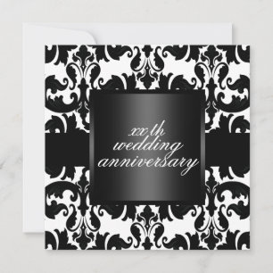 Invitation noir et blanc d'anniversaire de mariage