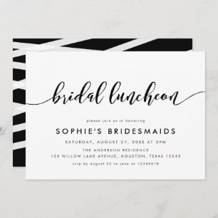 Invitation Noir et blanc détendez le déjeuner nuptiale de