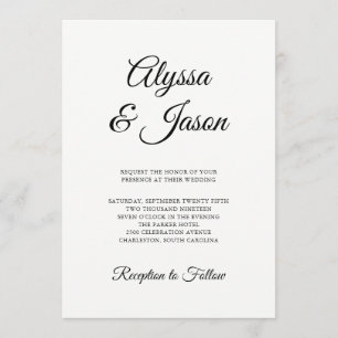 Invitation Noir et blanc élégant   Mariage