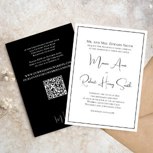 Invitation Noir et blanc Élégant Simple Classic Formal