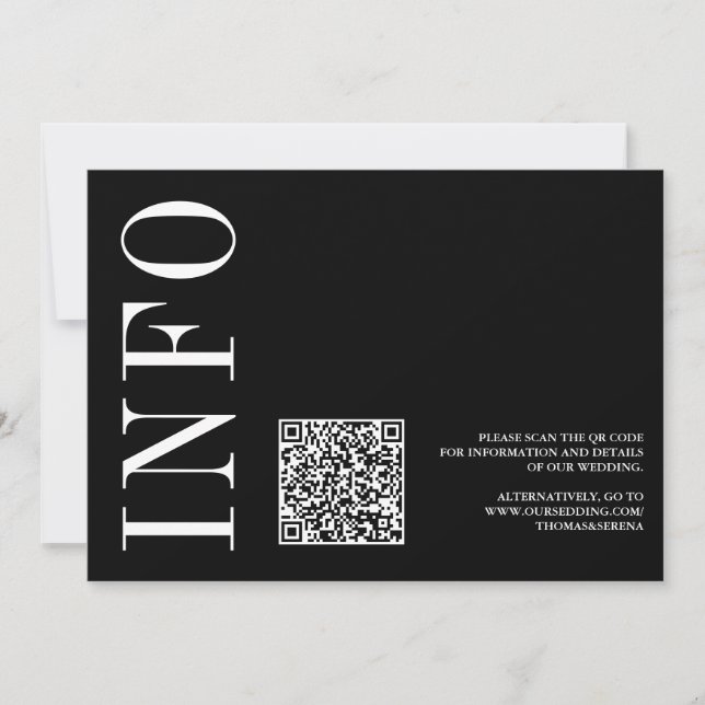 Invitation Noir et blanc Gras monochrome QR Code RSVP (Devant)