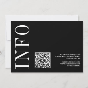 Invitation Noir et blanc Gras monochrome QR Code RSVP